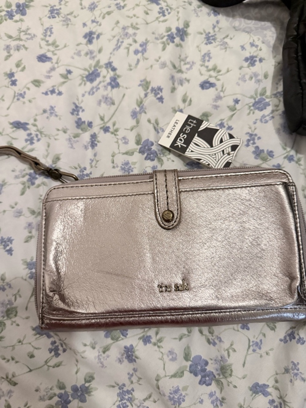 The Sak Metallic Silver Wristlet Clutch